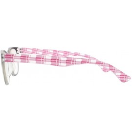 Square Stylish Readers Large Big Square Clears Lens Check Patterns Reading Glasses +1.00 ~ +4.00 - Pink - C5188NETWXZ $8.76