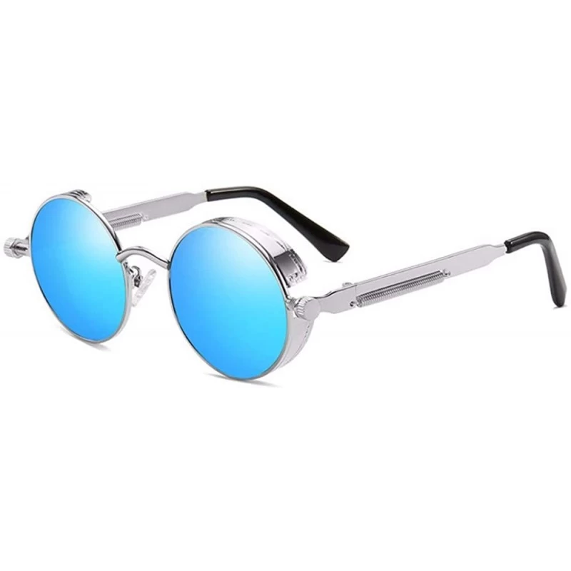Aviator Circle Sunglasses Steam Punk Glasses Windshield Sunglasses Reflective Circle - C - CR18QS0EX65 $64.57
