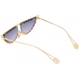 Aviator Vintage Cat Eye Diamond Crystal Sunglasses for Women Oversized Plastic Frame - Gold Frame/Grey Lens - C518UHIK3OM $18.69