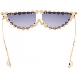Aviator Vintage Cat Eye Diamond Crystal Sunglasses for Women Oversized Plastic Frame - Gold Frame/Grey Lens - C518UHIK3OM $18.69