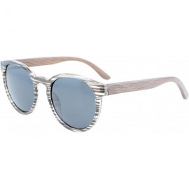 Oval Quality Spring Hinges Wood Arms Oval Round Polarized Sunglasses Stripe/Grey Lens - Stripe/Grey Lens - C518LT403ID $10.04