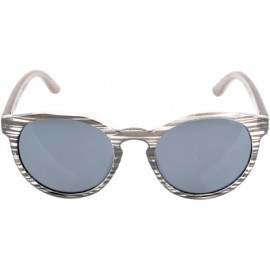 Oval Quality Spring Hinges Wood Arms Oval Round Polarized Sunglasses Stripe/Grey Lens - Stripe/Grey Lens - C518LT403ID $10.04