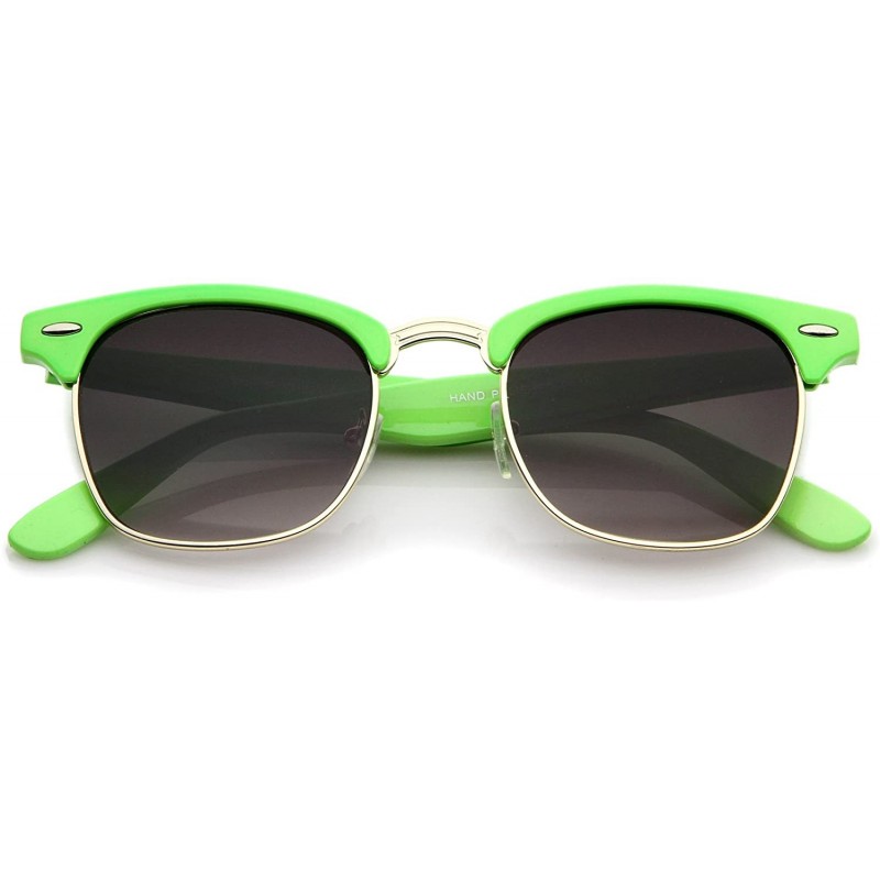 Wayfarer Premium Half Frame Metal Rivets Horn Rimmed Sunglasses 50mm - Green-gold / Lavender - C912NUBKR9N $9.45