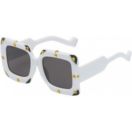 Square Ultralight Rhinestone Square Oversized Sunglasses For Women-Plastic Frame Vintage Designer Style Sun Glasses - CI18T98...