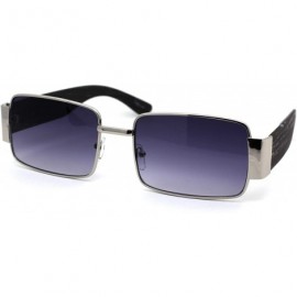 Rectangular Mens Minimal Mod Retro Rectangular Dad Sunglasses - Silver Smoke - CM18ZMG5S40 $15.37