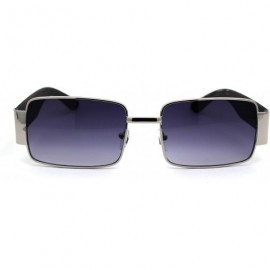 Rectangular Mens Minimal Mod Retro Rectangular Dad Sunglasses - Silver Smoke - CM18ZMG5S40 $15.37