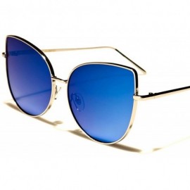 Cat Eye Modern Designer Inspired Foxy Stylish Sexy Womens Cat Eye Sunglasses - Silver / Blue - CX18ECG8LA2 $11.86