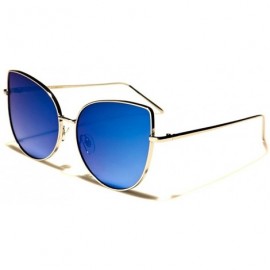 Cat Eye Modern Designer Inspired Foxy Stylish Sexy Womens Cat Eye Sunglasses - Silver / Blue - CX18ECG8LA2 $11.86