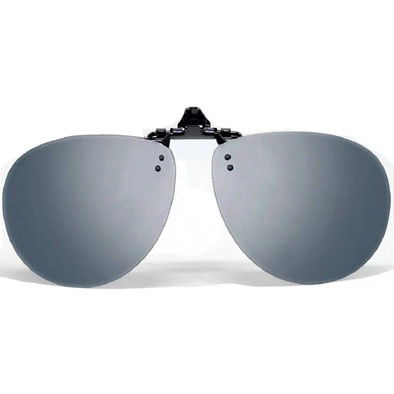 Aviator Polarized Clip-on Sunglasses Driving Flip up Clips Glasses Lenses Outdoors Use Eyeglasses for Men Women - Silver - CR...