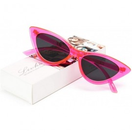 Cat Eye Retro Vintage Narrow Cat Eye Sunglasses for Women Clout Goggles Plastic Frame - A-barbie Powder - CH18U7T7R6Z $8.42