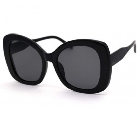 Butterfly Womens Thick Plastic Butterfly Designer Fashion Chic Sunglasses - All Black - CM19578X3CH $8.67