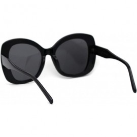 Butterfly Womens Thick Plastic Butterfly Designer Fashion Chic Sunglasses - All Black - CM19578X3CH $8.67