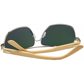 Aviator Wooden Bamboo Aviator Sunglasses Temples Classic Retro Metal Frame 62mm - Gold/Gold - CY12JRYXBNT $25.60