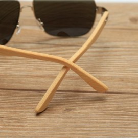 Aviator Wooden Bamboo Aviator Sunglasses Temples Classic Retro Metal Frame 62mm - Gold/Gold - CY12JRYXBNT $25.60