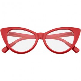 Cat Eye Super Cat Eye Glasses Vintage Fashion Mod Clear Lens Eyewear - Red - C012IVUYZJT $21.82