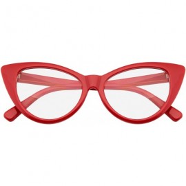 Cat Eye Super Cat Eye Glasses Vintage Fashion Mod Clear Lens Eyewear - Red - C012IVUYZJT $12.99