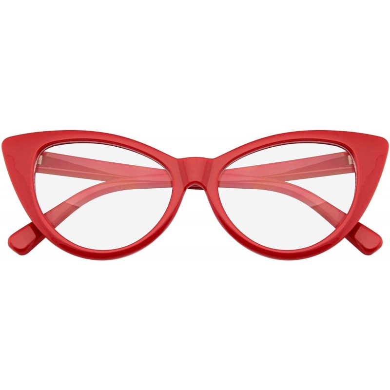 Cat Eye Super Cat Eye Glasses Vintage Fashion Mod Clear Lens Eyewear - Red - C012IVUYZJT $12.99
