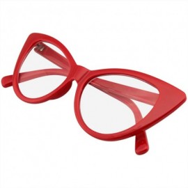 Cat Eye Super Cat Eye Glasses Vintage Fashion Mod Clear Lens Eyewear - Red - C012IVUYZJT $12.99
