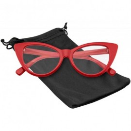 Cat Eye Super Cat Eye Glasses Vintage Fashion Mod Clear Lens Eyewear - Red - C012IVUYZJT $12.99