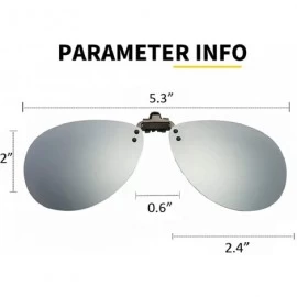 Aviator Polarized Clip-on Sunglasses Driving Flip up Clips Glasses Lenses Outdoors Use Eyeglasses for Men Women - Silver - CR...