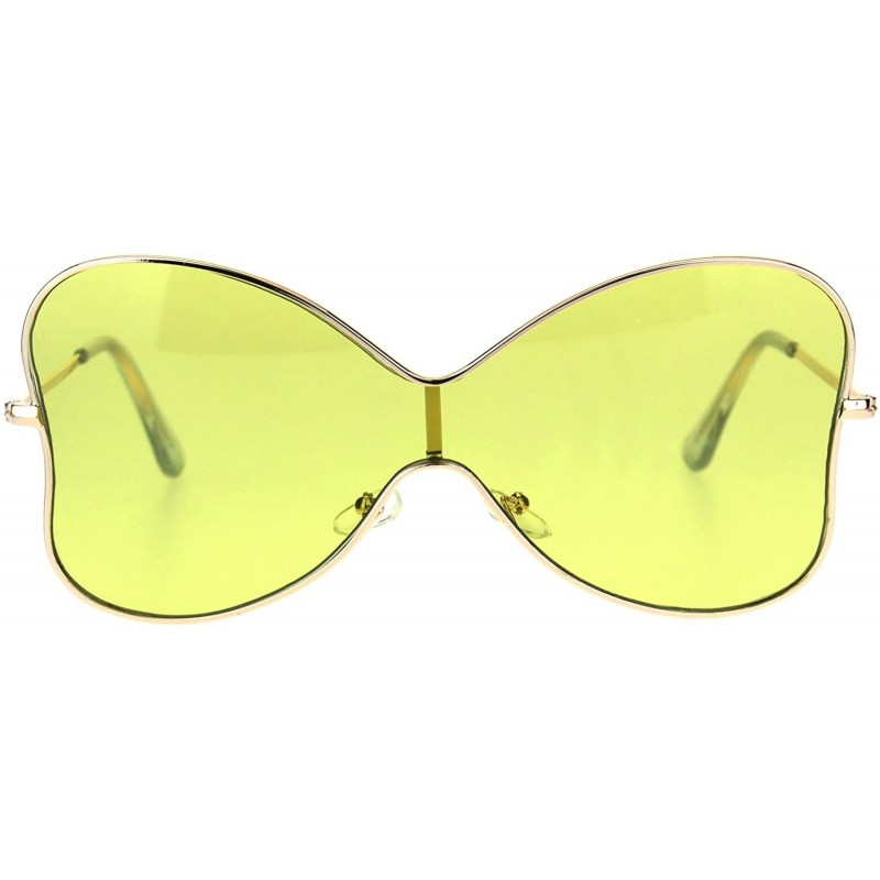 Butterfly Womens Bow Shape Butterfly Diva Shield Funk Designer Sunglasses - Yellow - CR1827M58K6 $11.00