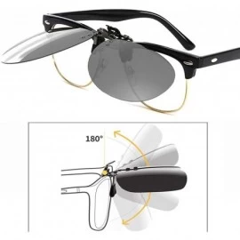 Aviator Polarized Clip-on Sunglasses Driving Flip up Clips Glasses Lenses Outdoors Use Eyeglasses for Men Women - Silver - CR...