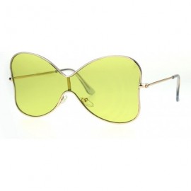 Butterfly Womens Bow Shape Butterfly Diva Shield Funk Designer Sunglasses - Yellow - CR1827M58K6 $11.00