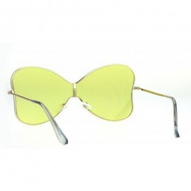 Butterfly Womens Bow Shape Butterfly Diva Shield Funk Designer Sunglasses - Yellow - CR1827M58K6 $11.00