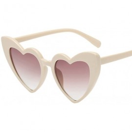 Oval Women Fashion Cute Heart-shaped Shades Sunglasses Integrated UV Glasses - G - CE18RA3DXQY $10.65