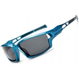 Goggle Men Sport Polarized Sunglasses 100% UV Protection for Outdoor Activities - Blue - C418TI7AQQO $10.36