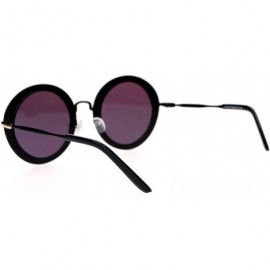 Round Womens Sunglasses Round Metal Flat Frame & Flat Lens UV 400 - Black Gold (Yellow Mirror) - CB188QGCX9Y $10.08