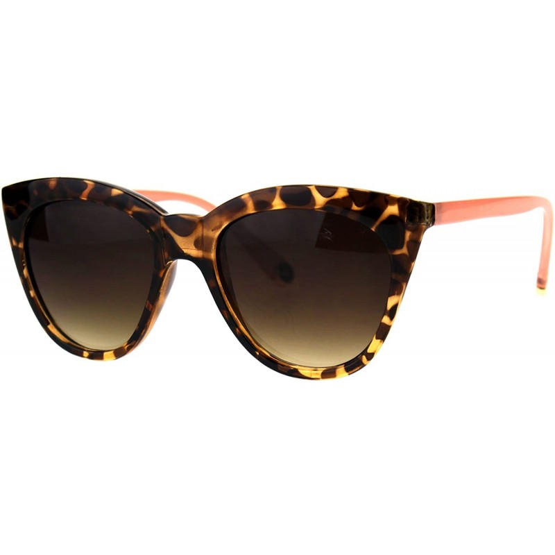 Cat Eye Womens Cat Eye Horned Tip Gothic Large Chic Diva Plastic Sunglasses - Tortoise Brown - C5184M2YIQD $10.03