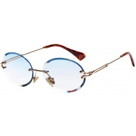 Oval Oval Lens Fashion Metal Frame Mirrored Women Sunglasses for Summer - Beach - Party - Blue - CV190HSNH5W $18.93