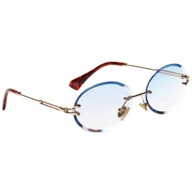 Oval Oval Lens Fashion Metal Frame Mirrored Women Sunglasses for Summer - Beach - Party - Blue - CV190HSNH5W $18.93