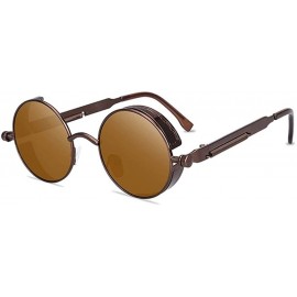 Round Classic Steampunk Sunglasses Glasses Designer - C1 - CM198GC665E $39.03