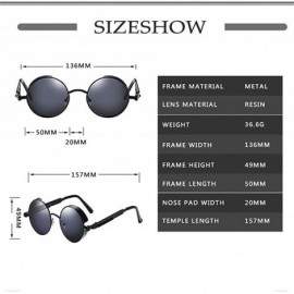 Round Classic Steampunk Sunglasses Glasses Designer - C1 - CM198GC665E $21.05