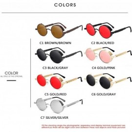 Round Classic Steampunk Sunglasses Glasses Designer - C1 - CM198GC665E $21.05