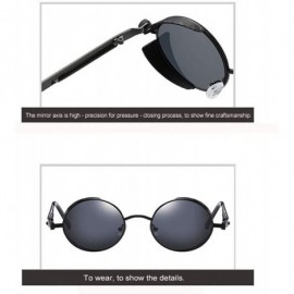 Round Classic Steampunk Sunglasses Glasses Designer - C1 - CM198GC665E $21.05