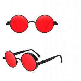 Round Classic Steampunk Sunglasses Glasses Designer - C1 - CM198GC665E $21.05