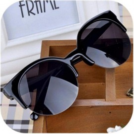 Goggle Cat Eye Sunglasses Women 2019 New Fashion Classic Half Frame Eyewear Black Lens Sun Glasses UV400 Gafas De - C2198AIIE...