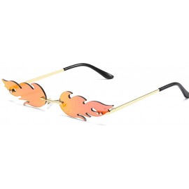 Round Sunglasses Unisex Flame Teen Girls Eyewear Novelty Rimless Small Face Glasses - Red - CQ198Q4ID0N $20.31