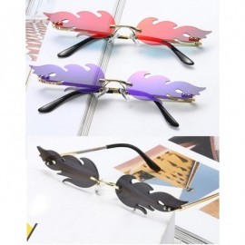 Round Sunglasses Unisex Flame Teen Girls Eyewear Novelty Rimless Small Face Glasses - Red - CQ198Q4ID0N $10.51