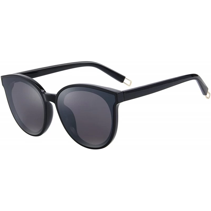Round Round Sunglasses for Women Vintage Eyewear S8094 - Black - CA17YGD5MR3 $26.25