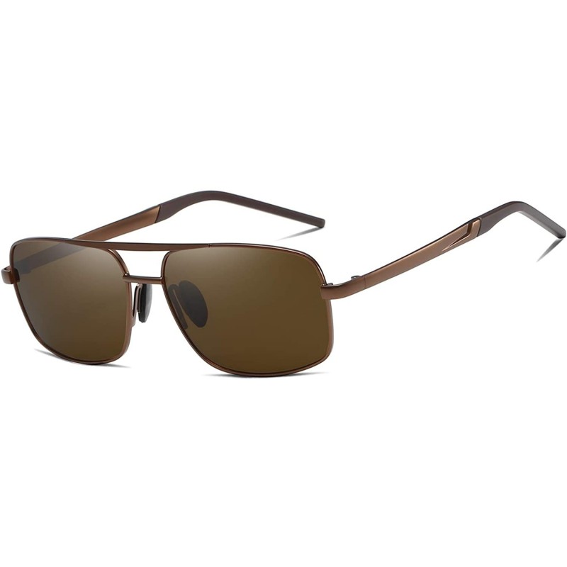 Sport Polarized Square Sunglasses for Men Retro Classic sun glasses Women - Brown - CO1929W9RKZ $11.56