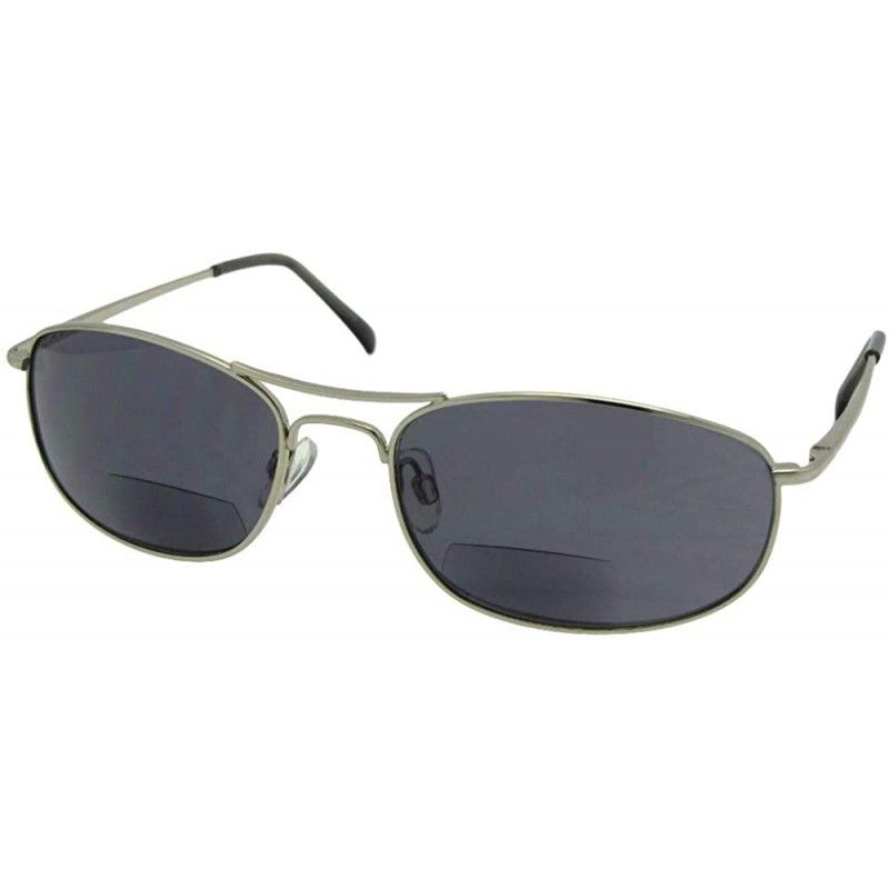 Aviator +3.00 Power Modified Aviator Bifocal Sunglasses Style B2 - Silver Frame-gray Lenses - CX186L37ZSD $16.00