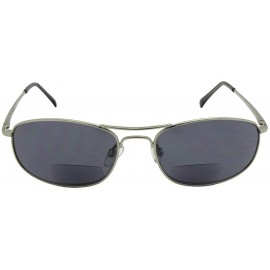 Aviator +3.00 Power Modified Aviator Bifocal Sunglasses Style B2 - Silver Frame-gray Lenses - CX186L37ZSD $16.00