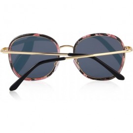 Goggle Polarized Sunglasses for Women Retro Oversized Sun Glasses Metal Temple S6108 - Flower - CN186CQ2GCH $12.33