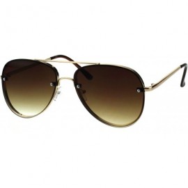 Rimless Luxury Rimless Designer Mod Metal Rim Pilots Sunglasses - Gold Brown - CS187W3U0I5 $23.08