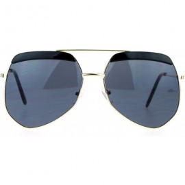 Butterfly Retro Plastic Eyebrow Oversize Octagonal Pilot Sunglasses - Gold Black - CJ12FX2J1TH $22.48