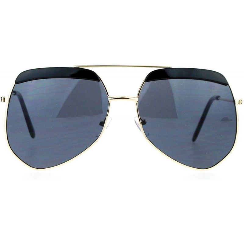 Butterfly Retro Plastic Eyebrow Oversize Octagonal Pilot Sunglasses - Gold Black - CJ12FX2J1TH $12.62
